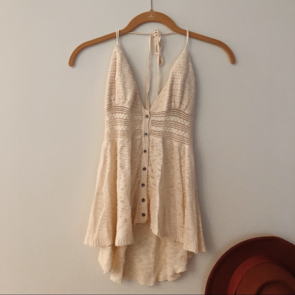 American Eagle Crochet Halter Tie Top